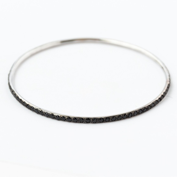 Black spinel 3.50 CTW black spinel gemstone bangle rhodium over sterling silver - Picture 2 of 16